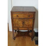 GEORGE III PERIOD MAHOGANY WASH STAND the square two-part top opening to a fitted interior, above