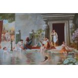 JOHN WHITEHEAD WALTON, EX. 1834-1865 Neo-classical scene of Grecian girls swimming  Oil on canvas (