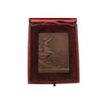 HENRI DUBOIS, SCULPTOR, CASED BRONZE PRESENTATION PLAQU titled ‘UNION des FEMMES de FRANCE’ the