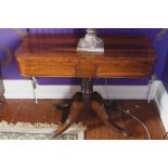 ﻿REGENCY PERIOD ROSEWOOD AND BOXWOOD INLAID CARD TABLE ﻿the rectangular fold-over top with rounded