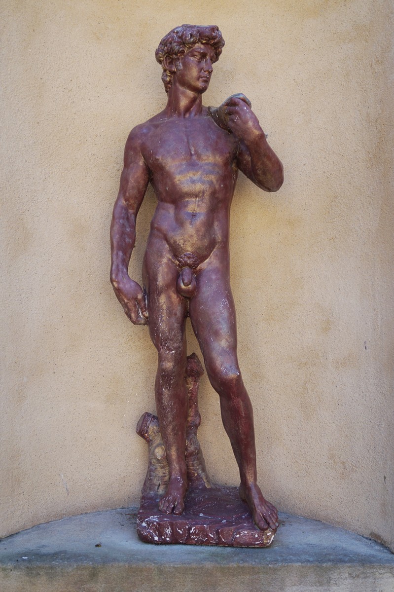 ﻿BRONZED RECONSTITUTED STONE  Figure of David Direct all shipping enquiries to shipping@sheppards.ie