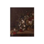 E.S READSHAU Still life of flowers in a basket Signed oil on canvas, dated 1882 Direct all