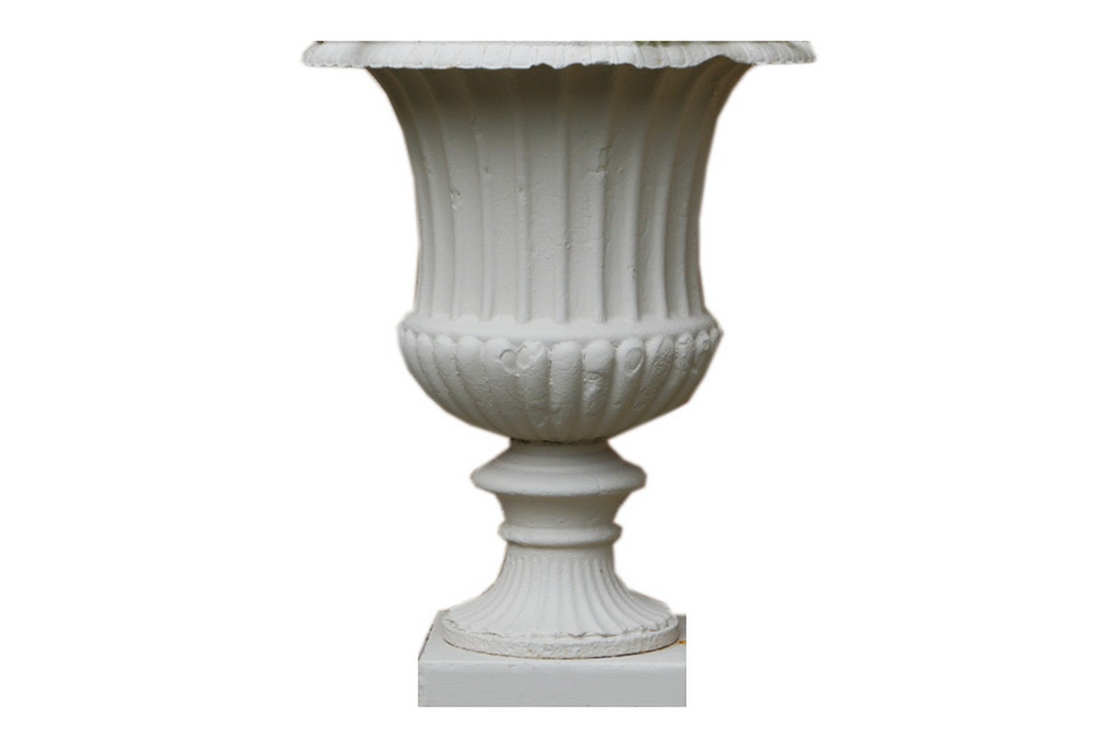 ﻿PAIR OF NINETEENTH-CENTURY CAST-IRON JARDINIÈRES ﻿each of Campagna form, with ribbed decoration,