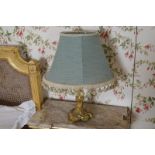 PAIR OF NINETEENTH-CENTURY ROCOCO ORMOLU  STEMMED TABLE LAMPS with shades Direct all shipping