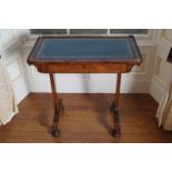 WILLIAM IV PERIOD ROSEWOOD LIBRARY TABLE the rectangular tooled leather inset top with rounded