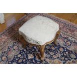 PAIR OF NINETEENTH-CENTURY CARVED GILTWOOD AND UPHOLSTERED STOOLS, CIRCA 1870 each with a square