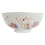 CHINESE EIGHTEENTH-CENTURY FAMILLE ROSE BOWL the body decorated with figures. One sitting on a tiger