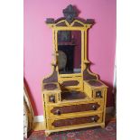 NINETEENTH-CENTURY AESTHETIC REVIVAL GRAINED DRESSING TABLE the stepped top, below a mirrored