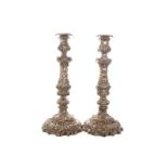 PAIR OF GEORGIAN ROCOCO SILVER CANDLESTICKS London 1798 Direct all shipping enquiries to shipping@