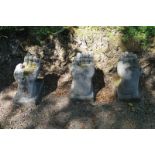 ﻿GROUP OF THREE STONE SCULPTURES  ﻿each in the form of an open hand, forming a seat Direct all