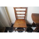 PAIR OF EIGHTEENTH-CENTURY OAK CHIPPENDALE PROVINCIAL SIDE CHAIRS each with a square crest rail