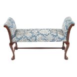 George III period mahogany and upholstered window seat the rectangular stuff-over seat, with