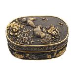 Japanese Meiji period gold and silver mounted bronze box and cover Worldwide shipping available: