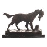 French School, After Moigniez Red Setter,  Bronze sculpture, raised on a marble base Worldwide