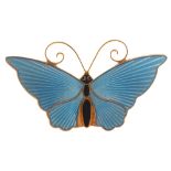 Vintage David Andersen silver and guilloche enamelled butterfly brooch Worldwide shipping available: