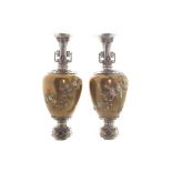 Pair of nineteenth-century Japanese Shibayama vases Meiji period, silver enamelled and mother o'