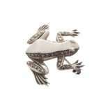 Silver and marcasite frog brooch with emerald eyes Maker: A. R, London, 1996 Worldwide shipping