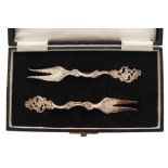 Pair of Dublin Rococo silver pickle forks Worldwide shipping available: shipping@sheppards.ie
