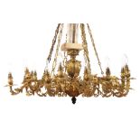 Large nineteenth-century eighteen-branch gilt-brass chandelier Worldwide shipping available: