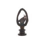 Bronze sculpture of a horse’s head Enclosed in a rope, raised on a marble base Worldwide shipping