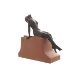 Bronze statue Figure of a young girl, seated on a marble plinth Worldwide shipping available: