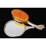 Silver and tortoiseshell vanity mirror and brush Birmingham 1927 Worldwide shipping available: