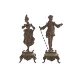 Pair of nineteenth-century gilt metal figures each mounted on an onyx base Worldwide shipping