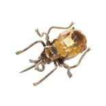 Art Deco silver spider brooch  set with two citrine gem stones Worldwide shipping available: