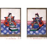 Group of four Chinese portrait miniatures depicting the Empress and the Emperor, and others, painted