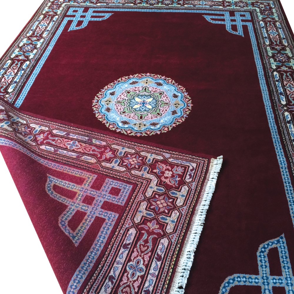 Handmade carpet on rich red ground, with central medallion Worldwide shipping available: shipping@
