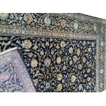 Handmade all over pattern Kashan West Persian carpet on navy ground Worldwide shipping available: