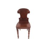 Nineteenth-century mahogany hall chair with an armorial shaped back and panelled seat Worldwide