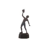 Telesch Ka Statue of an athlete,  Signed bronze, raised on a green marble plinth Worldwide