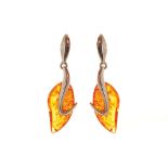 Large vintage sterling silver amber drop earrings Worldwide shipping available: shipping@sheppards.