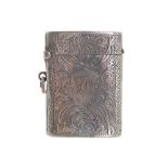 Late nineteenth-century silver vesta box with profuse leaf-scroll decoration Worldwide shipping