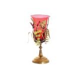 Cranberry glass vase mounted on a brass stand Worldwide shipping available: shipping@sheppards.ie 25