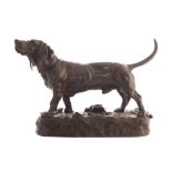 Nineteenth-century French School J. Moigniez,  Hunting hound,  Signed bronze Worldwide shipping