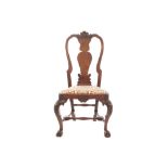 Eighteenth-century period carved ceremonial side chair the tall scallop crested back above a