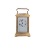 Miniature brass carriage clock of square form Worldwide shipping available: shipping@sheppards.ie