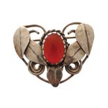 Vintage Arts and Crafts design silver Carnelian brooch  Worldwide shipping available: shipping@