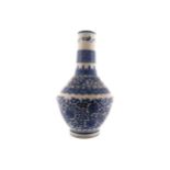 Large Chinese Qing period blue and white vase of baluster form, decorated with dragons and floral