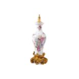 Chinese Qing period ormolu mounted famille rose vase stemmed table lamp Worldwide shipping