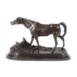 Reserve: 650 EUR        Méne, Pierre-Jules, nach 1810 - 1879. "Schreitendes Reitpferd", Bronze,