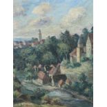 Reserve: 200 EUR        Haag, Wilhelm 1907 - 1944. "Stadtansicht", wohl Esslingen a. Neckar, Blick