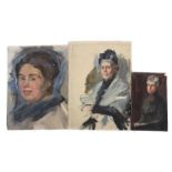 Reserve: 50 EUR        Unkauf, Karl Stuttgart 1873 - 1921. 3 Damenportraits: "Junge Frau mit