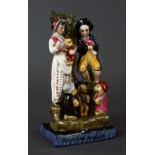 Figurengruppe "Travelling Musicians" 20. Jh., wohl England, heller Scherben, polychrome Auf- und