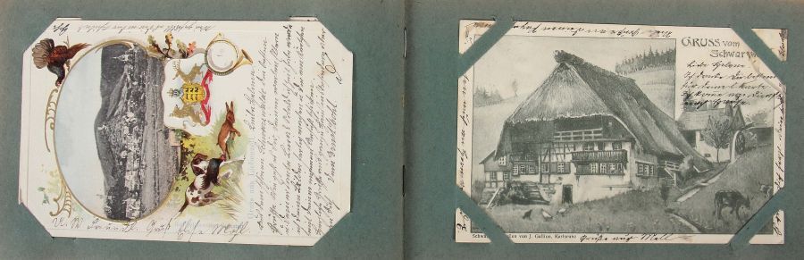 Reserve: 50 EUR        Postkartenalbum Anfang 20. Jh., Album mit ca. 66 Ansichts-, Gruß- und - Image 12 of 14