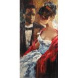 Reserve: 250 EUR        Maler des 20. Jh. "Galantes Paar in Abendgarderobe", halbfigurige