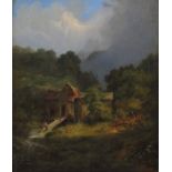 Reserve: 300 EUR        Maler des 19. Jh. "Mühle im Tal", Gewitterstimmung über einer