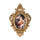 Reserve: 40 EUR        Raphael, nach 1. Hälfte 20. Jh., "Madonna della Sedia", ovale Miniatur mit